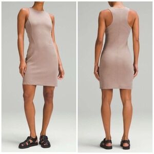 Lululemon Ribbed Softstreme Slim-Fit Tank Dress Taupetastic tan size 4 NWT